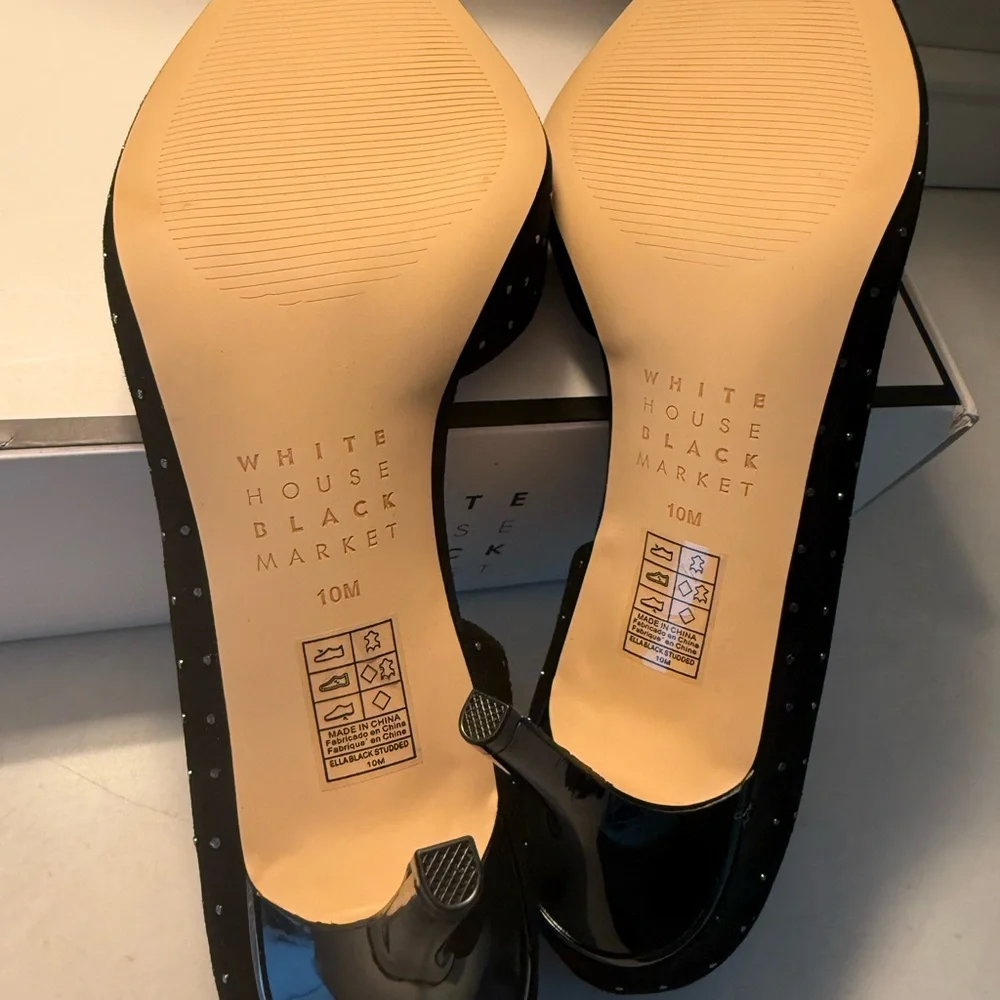 White House Black Market Black Glitter Heels - Picture 7 of 9